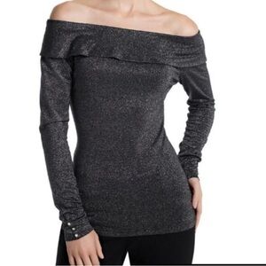 White House Black Market Shimmering Off-Shoulder Sweater